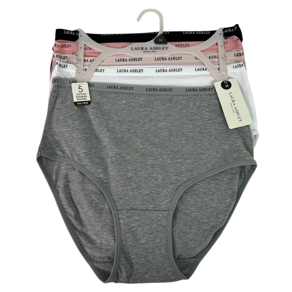 Laura Ashley Women’s Panties Sz Medium Pkg/5 Briefs Tag Free Multi Colors